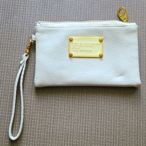 White leather wristlet